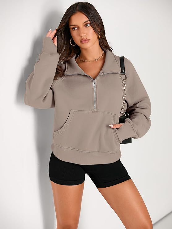 Stay Cozy with the AUTOMET Women’s Half Zip Cropped Pullover