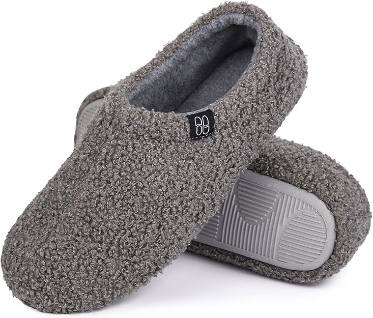 HomeTop Women’s Fuzzy Curly Fur Memory Foam Loafer Slippers