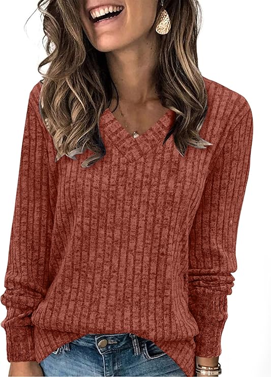 SAMPEEL V Neck Long Sleeve Shirts – The Perfect Lightweight Tunic for Fall